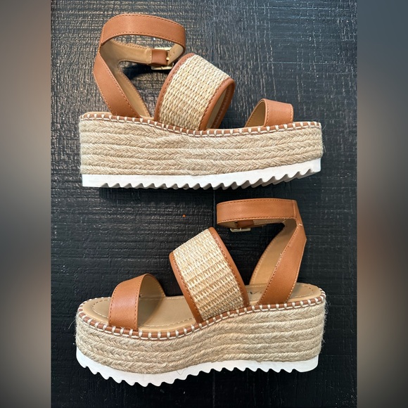 NWOB - SODA Natural Woven Platform Wedge Espadrille Sandals - Picture 5 of 5